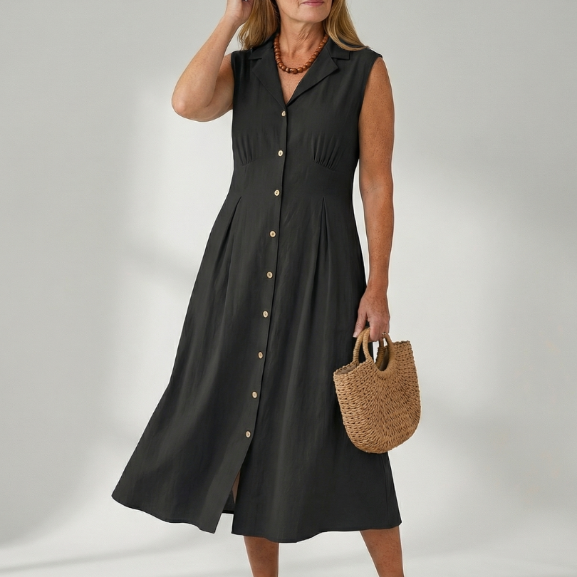 Tesbeth | Stack Button Midi Dress