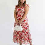 Corlette | Floral V-Neck Tiered Midi Dress