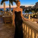 Casmae | Embroidered Strap Fitted Maxi Dress