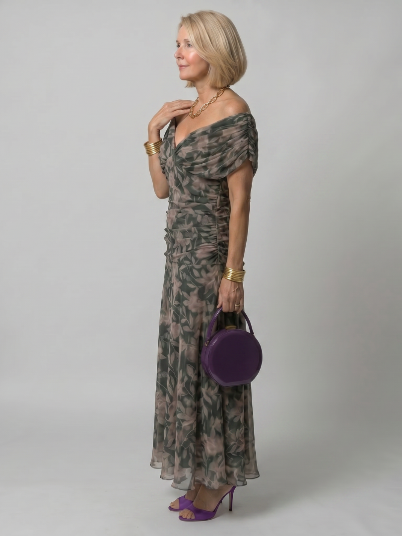 Calmarie | Off Shoulder Flow Midi Dress