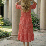 Thalwynne | Polka Dot Tiered Midi Dress Short Sleeve