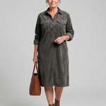Kalney | Long Sleeve Patch Pockets Midi Dress