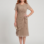 Callassa | Short Sleeve Layered Hem Midi Dress