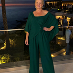 Nevsia | Draped Off Shoulder Top And Wide Leg Pants Set