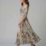 Liasette | Cross Wrap Neck Midi Dress