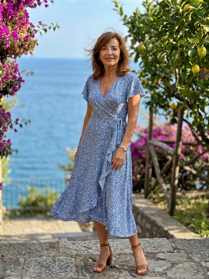 Vallette | Floral Wrap Ruffle Midi Dress