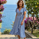 Vallette | Floral Wrap Ruffle Midi Dress