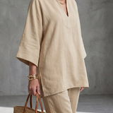 Perrina | V Neck Tunic Gathered Trouser Set