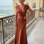 Dellora | Cap Sleeve Wrap Bodice Maxi Dress