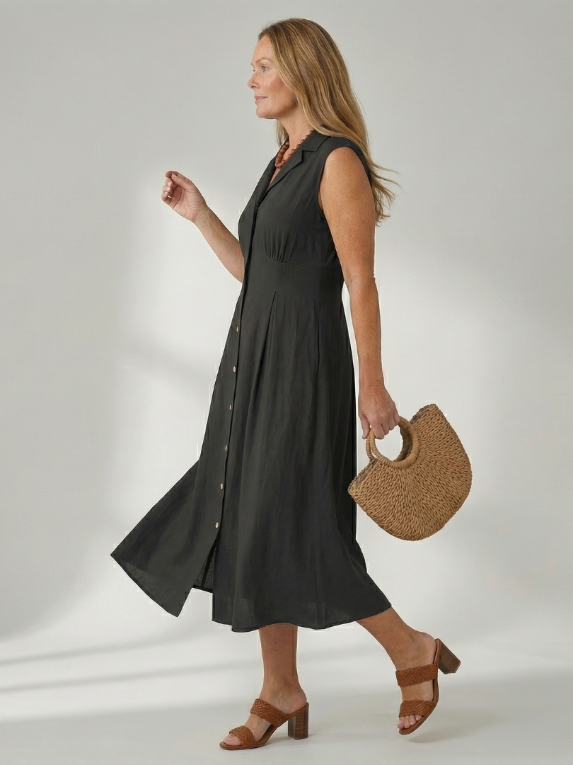 Tesbeth | Stack Button Midi Dress