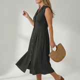 Tesbeth | Stack Button Midi Dress