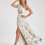 Dahina | Floral Print One Shoulder Belted Maxi Dress