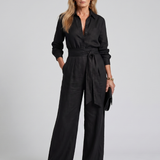 Marenney | Long Sleeve Button Front Wide Leg Jumpsuit