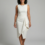 Esmenia | Asymmetric Drape Midi Dress