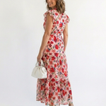 Corlette | Floral V-Neck Tiered Midi Dress