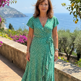 Vallette | Floral Wrap Ruffle Midi Dress