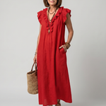 Temrose | Sleeveless Ruffle Trim Midi Dress