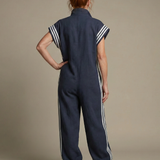 Mirania | Zip Front Stripe Panel Jumpsuit