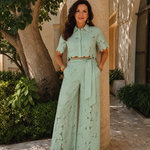 Elobelle | Lace Button Front Two Piece Pant Set