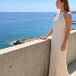 Vesette | Textured Fringe Fitted Silhouette Maxi Dress