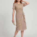 Callassa | Short Sleeve Layered Hem Midi Dress