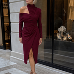 Vesrin | One Shoulder Draped Midi Dress