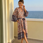 Fiossa | Floral Satin Wrap Lounge Robe