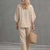 Frebeth | Button Front Relaxed Tunic Trouser Set