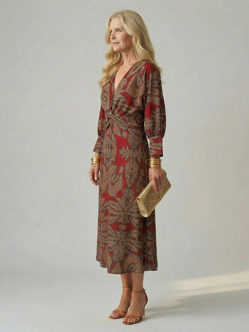 Linnsette | Natural Wrap Midi Dress