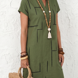 Noralia | Short Sleeve Abstract Print Knee Length Dress
