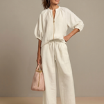 Halrin | Zip Front Blouson Top Wide Leg Set
