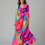 Liasette | Cross Wrap Neck Midi Dress