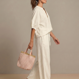 Halrin | Zip Front Blouson Top Wide Leg Set