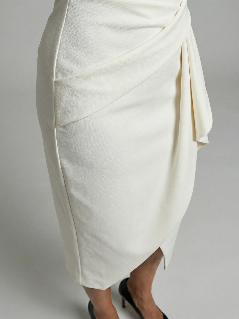 Esmenia | Asymmetric Drape Midi Dress