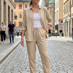 Elisette | Long Sleeve Shirt Tapered Pants Set