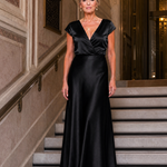 Dellora | Cap Sleeve Wrap Bodice Maxi Dress