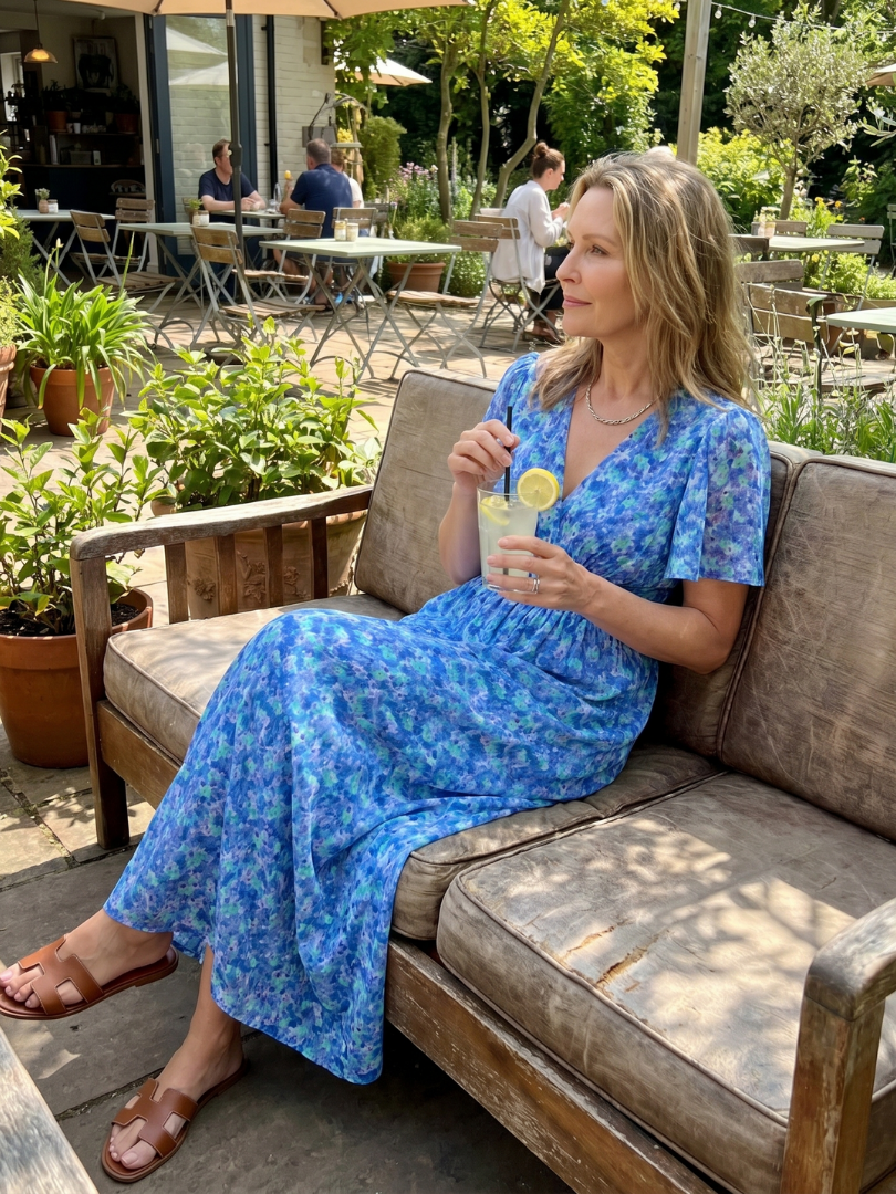 Mirawynne | Short Sleeve Ditsy Floral Print Midi Dress