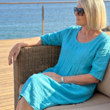 Linnthea | Gathered Front Half Sleeve Knee Length Dress