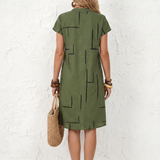 Noralia | Short Sleeve Abstract Print Knee Length Dress
