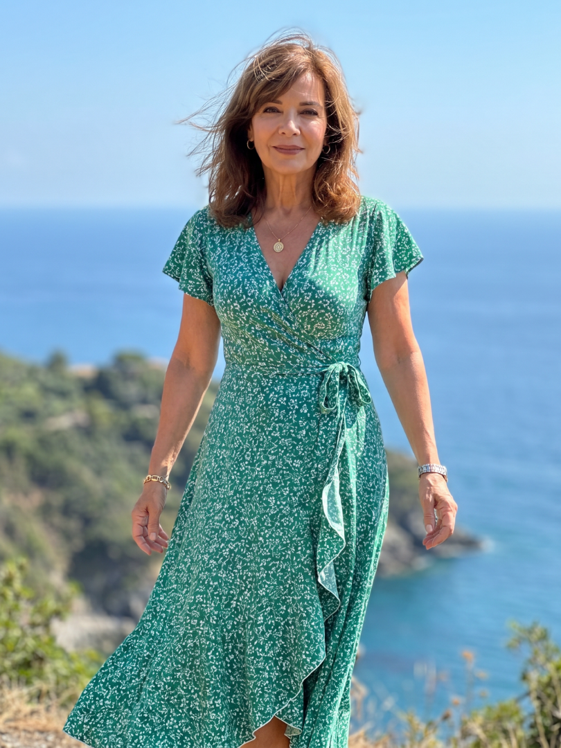 Vallette | Floral Wrap Ruffle Midi Dress