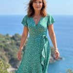 Vallette | Floral Wrap Ruffle Midi Dress