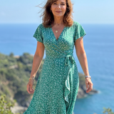Vallette | Floral Wrap Ruffle Midi Dress