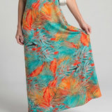 Tesmarie | Sleeveless Tropical Leaf Print Midi Dress