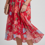 Daldra | Flutter Sleeve Gathered Waist Floral Print Midi Dress