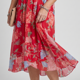 Daldra | Flutter Sleeve Gathered Waist Floral Print Midi Dress