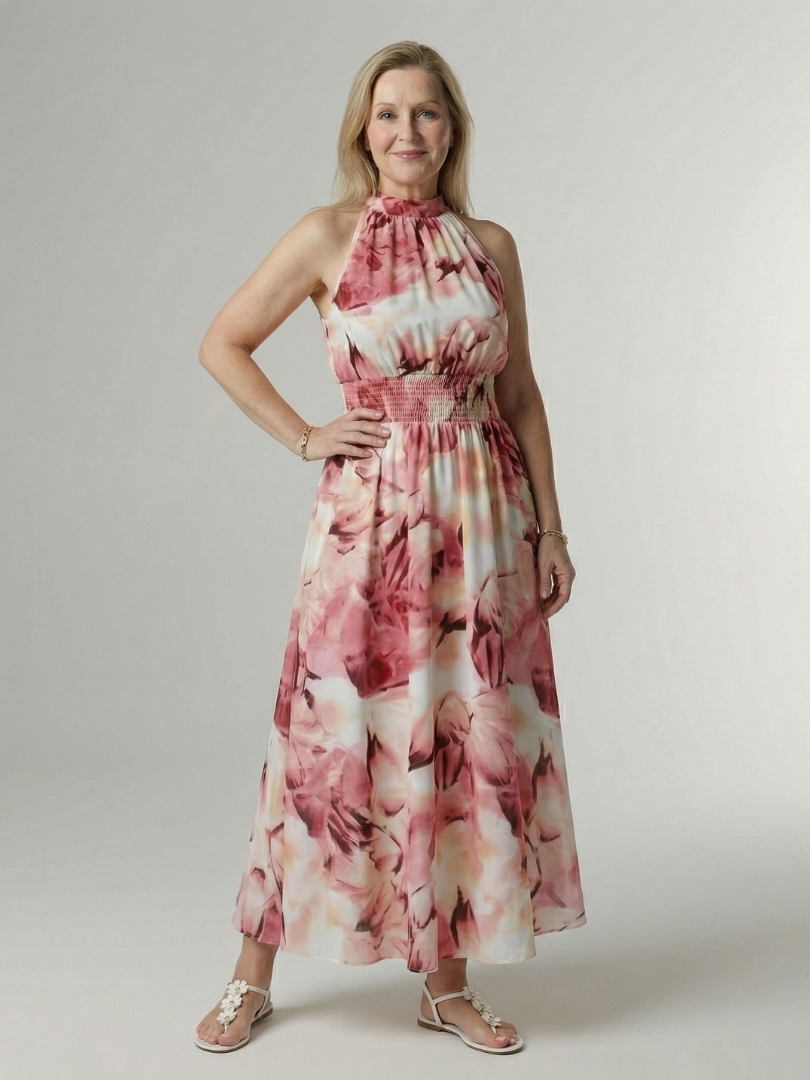 Penlora | Gathered Halter Midi Dress