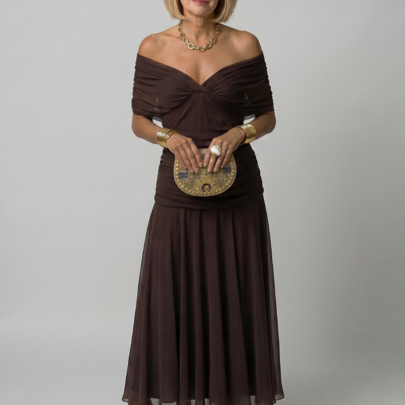 Calmarie | Off Shoulder Flow Midi Dress