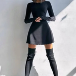 Romy | Women Long Sleeve Ribbed Bodycon Scallop Hem Mini Dress