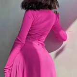 Romy | Women Long Sleeve Ribbed Bodycon Scallop Hem Mini Dress