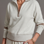 Della | Zip Neck Long Sleeve Side Stripe Leg Pants Set